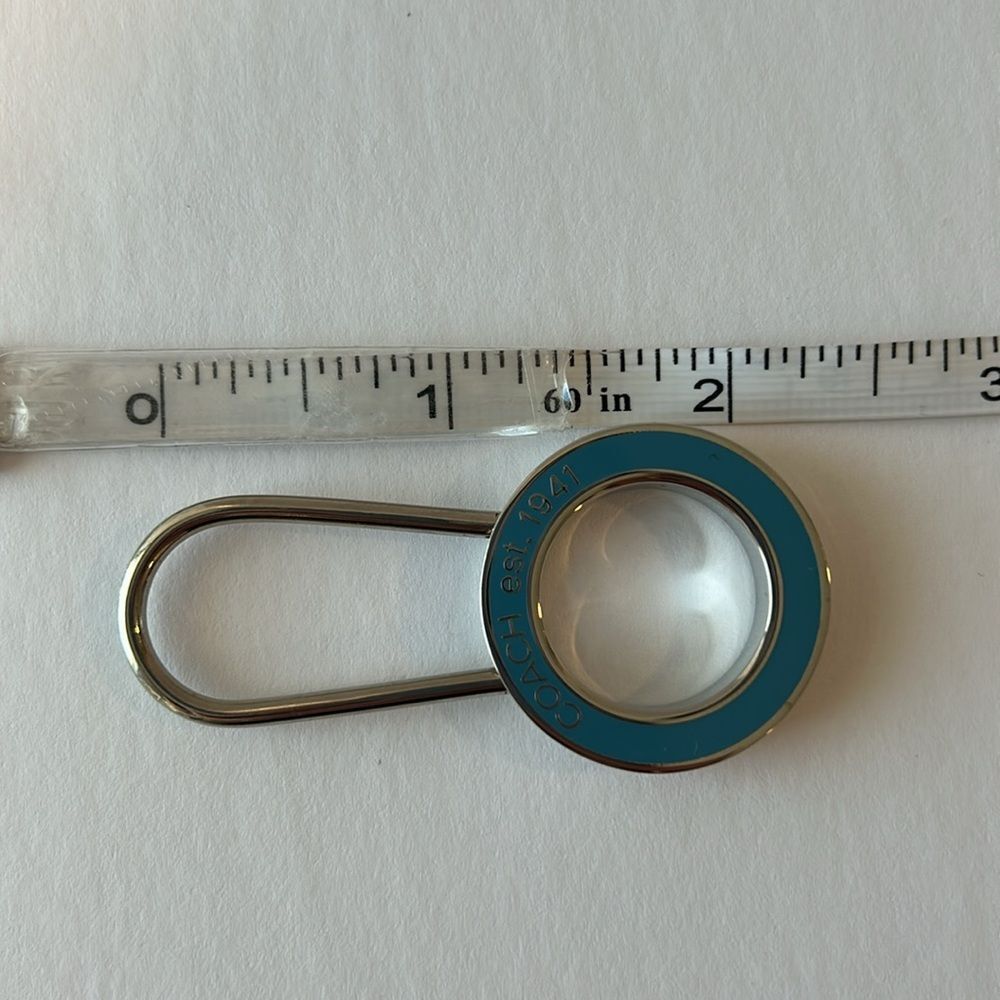 NWOT COACH Vintage Sky Blue Enamel Pinch Lock Locket Keychain FOB Purse Charm - Picture 5 of 6